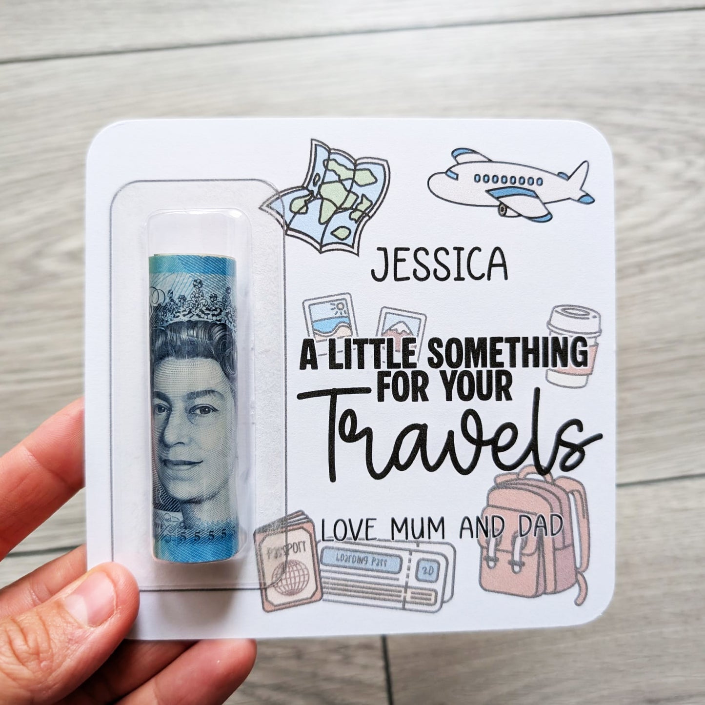 Personalised Travel Money Wallet – Birthday Card, IOU Holiday Gift