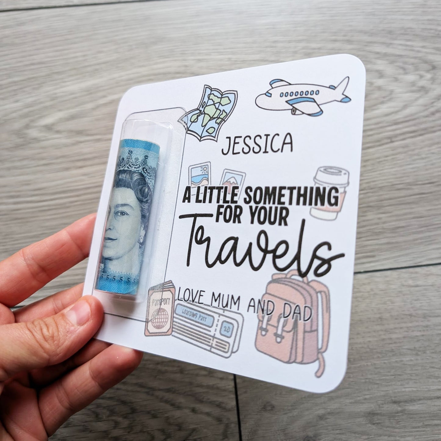 Personalised Travel Money Wallet – Birthday Card, IOU Holiday Gift