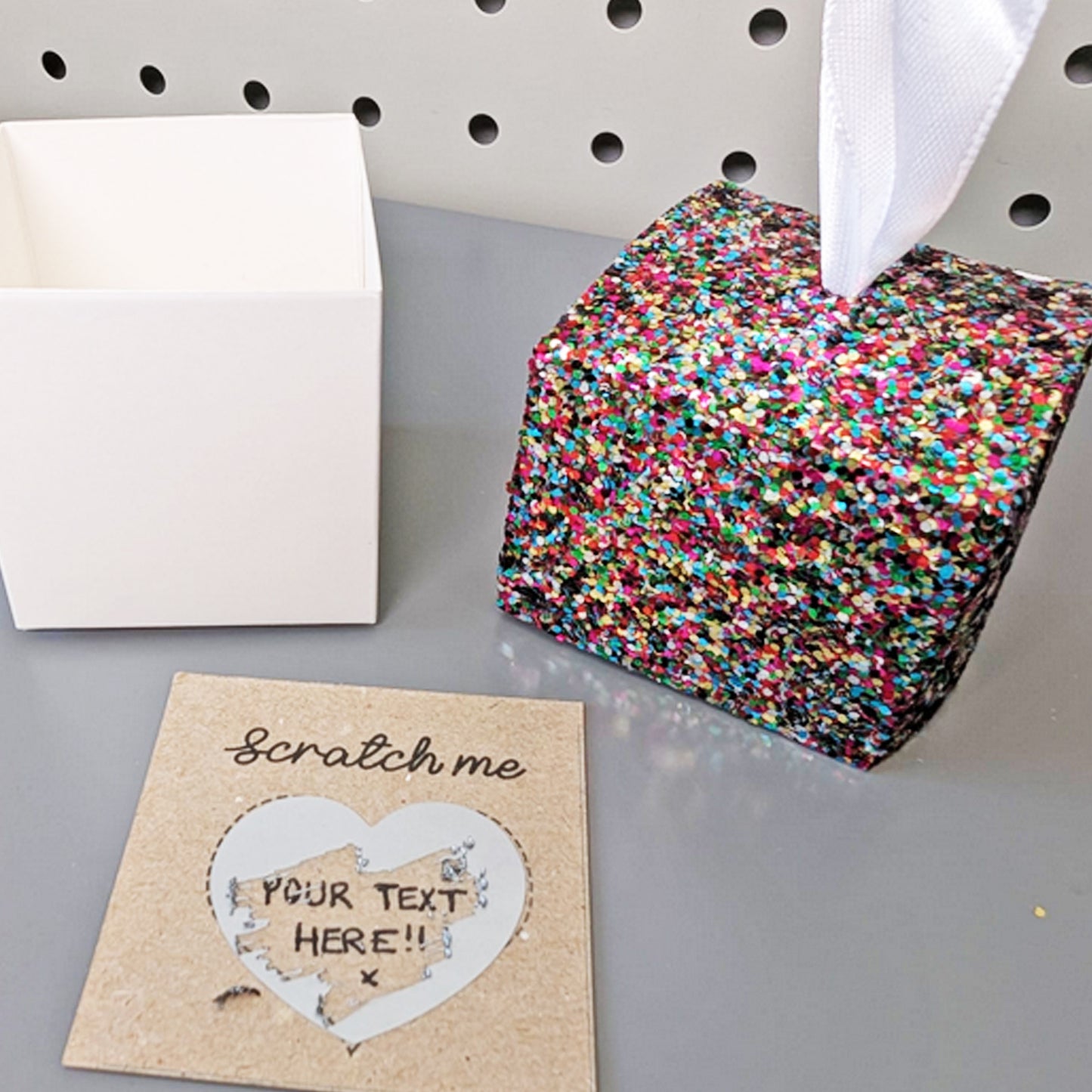 Scratch Off Surprise glitter box - birthday card, anniversary surprise, holiday reveal - bespoke gift iou card