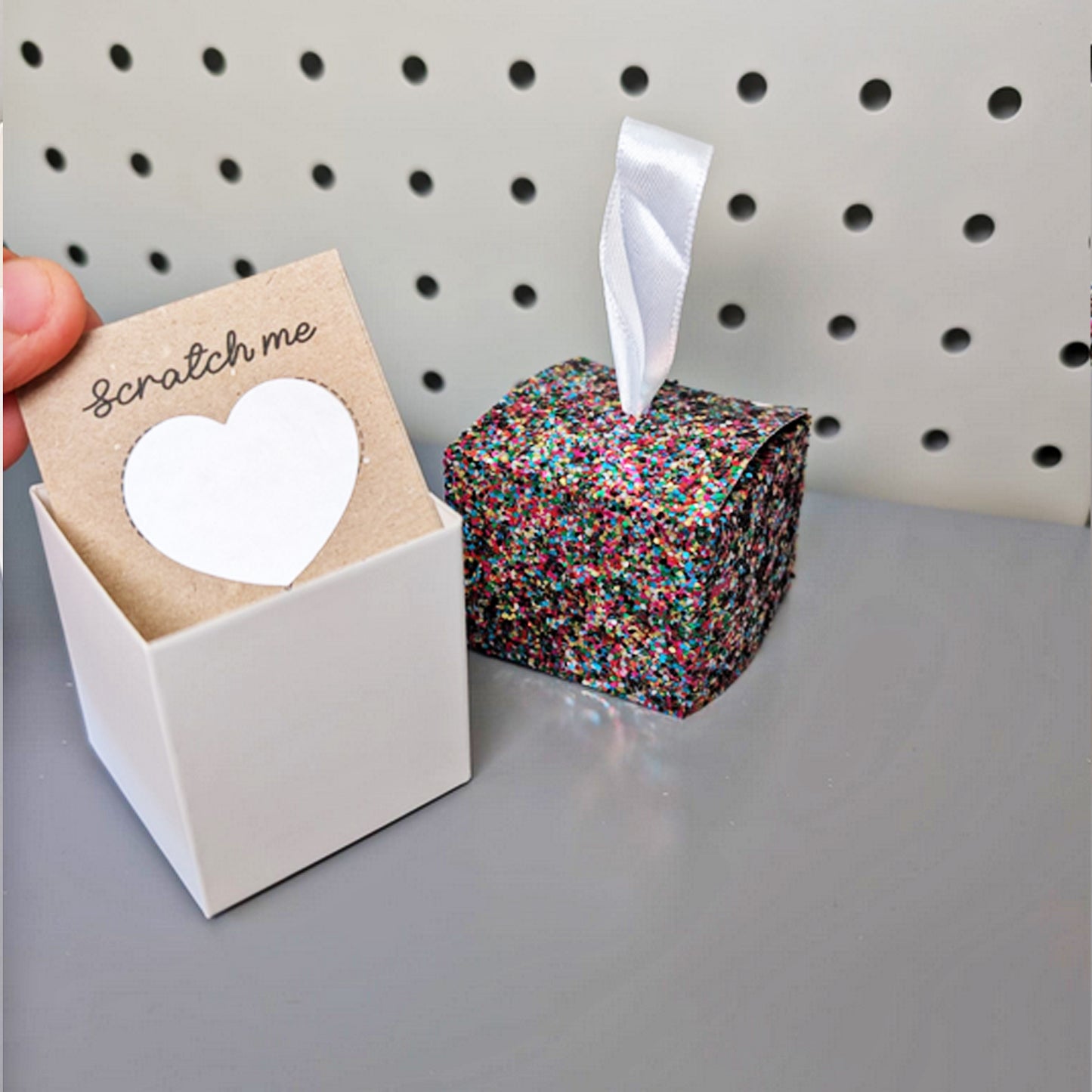 Scratch Off Surprise glitter box - birthday card, anniversary surprise, holiday reveal - bespoke gift iou card
