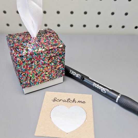 Scratch Off Surprise glitter box - birthday card, anniversary surprise, holiday reveal - bespoke gift iou card