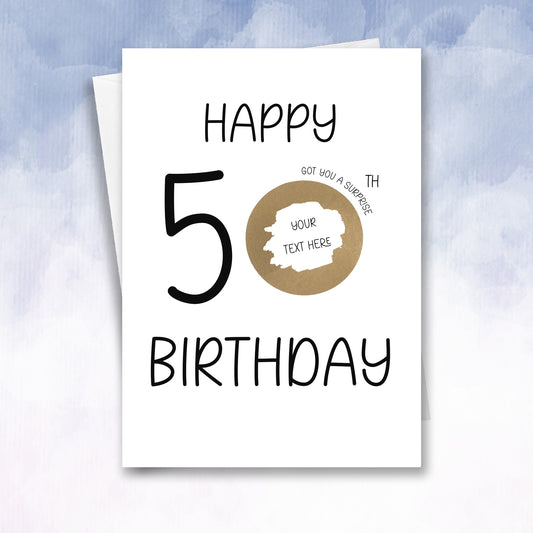 squidgemakes 5oth Birthday scratch card 