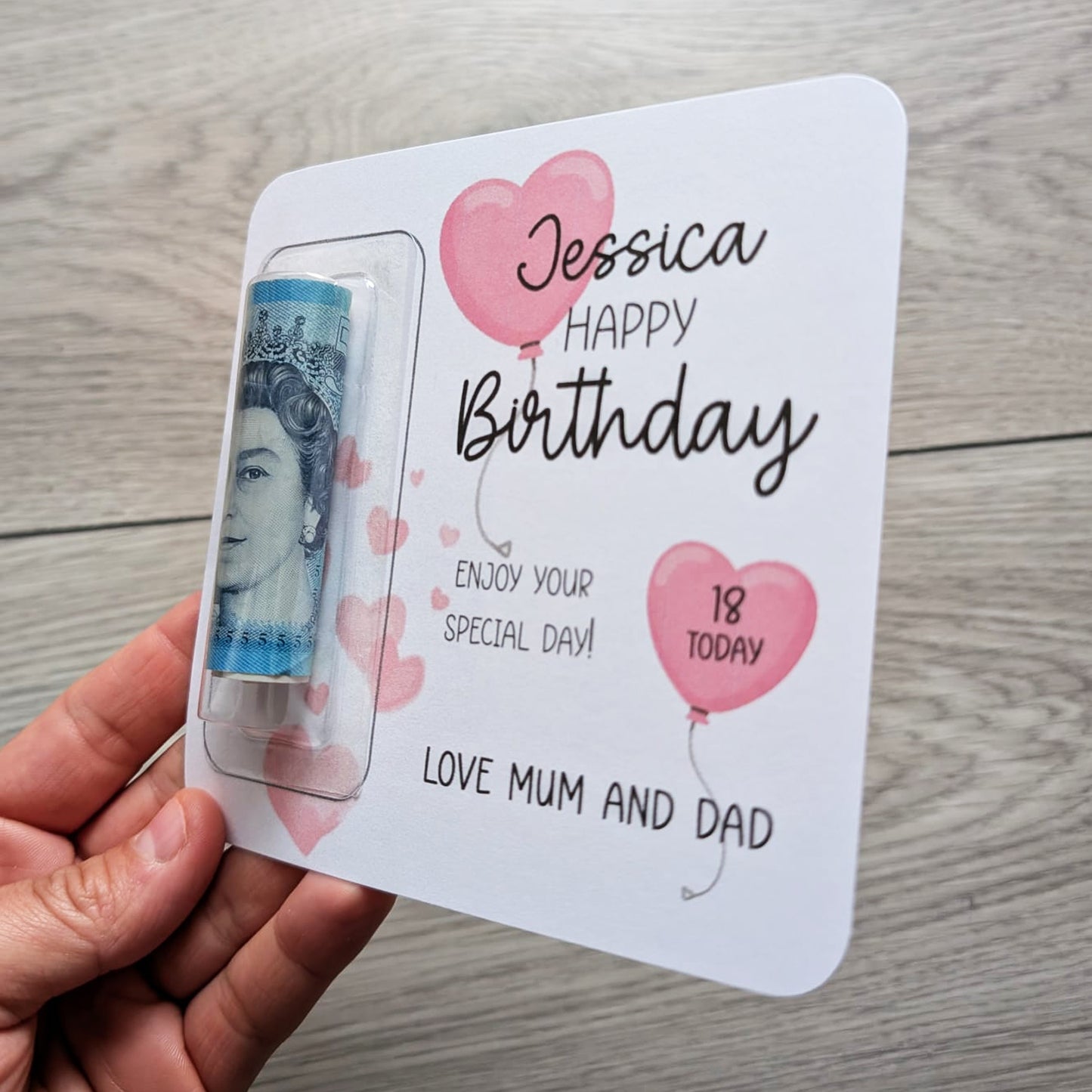 Personalised Money Gift For Birthday, 18th Birthday Gift, Money Gift Holder, 13th 16th 21st Birthday