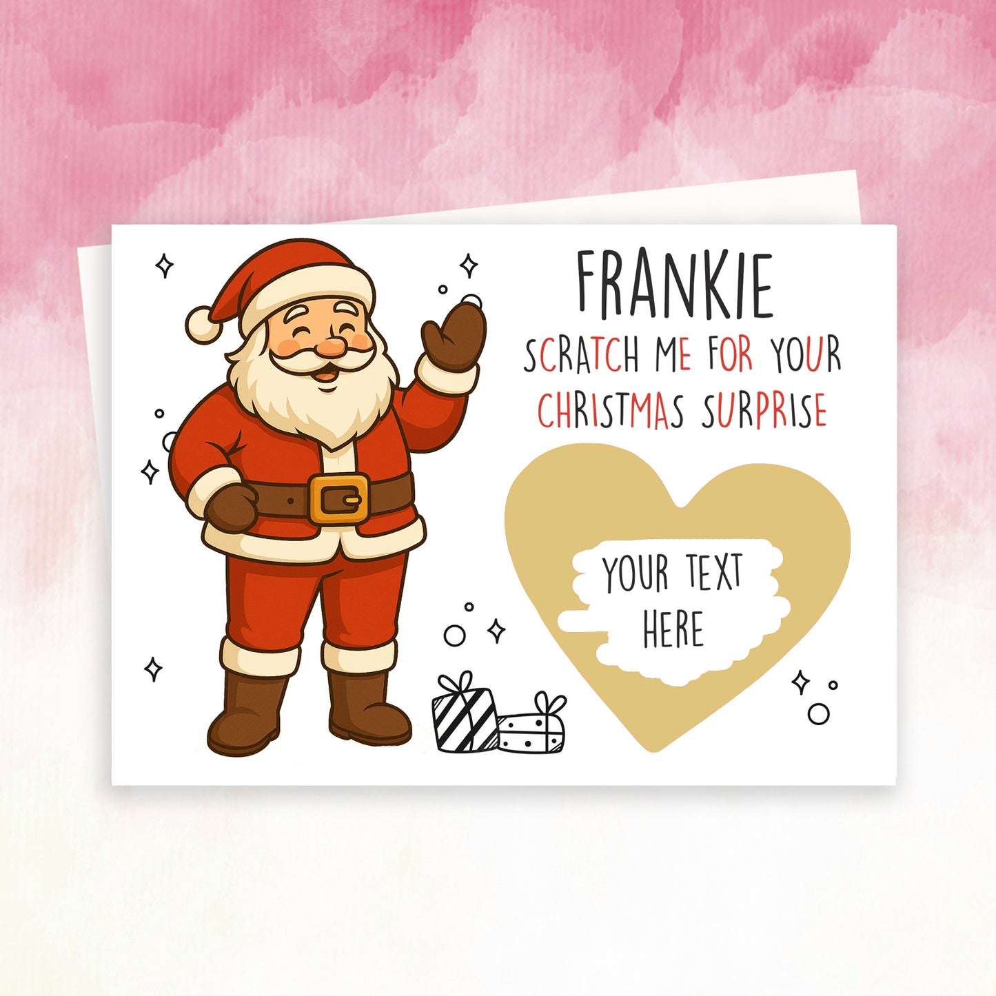 Personalised Santa Scratch-Off Card – Fun Christmas Reveal Gift Idea for Kids from Parents or Grandparents – Festive Family Surprise