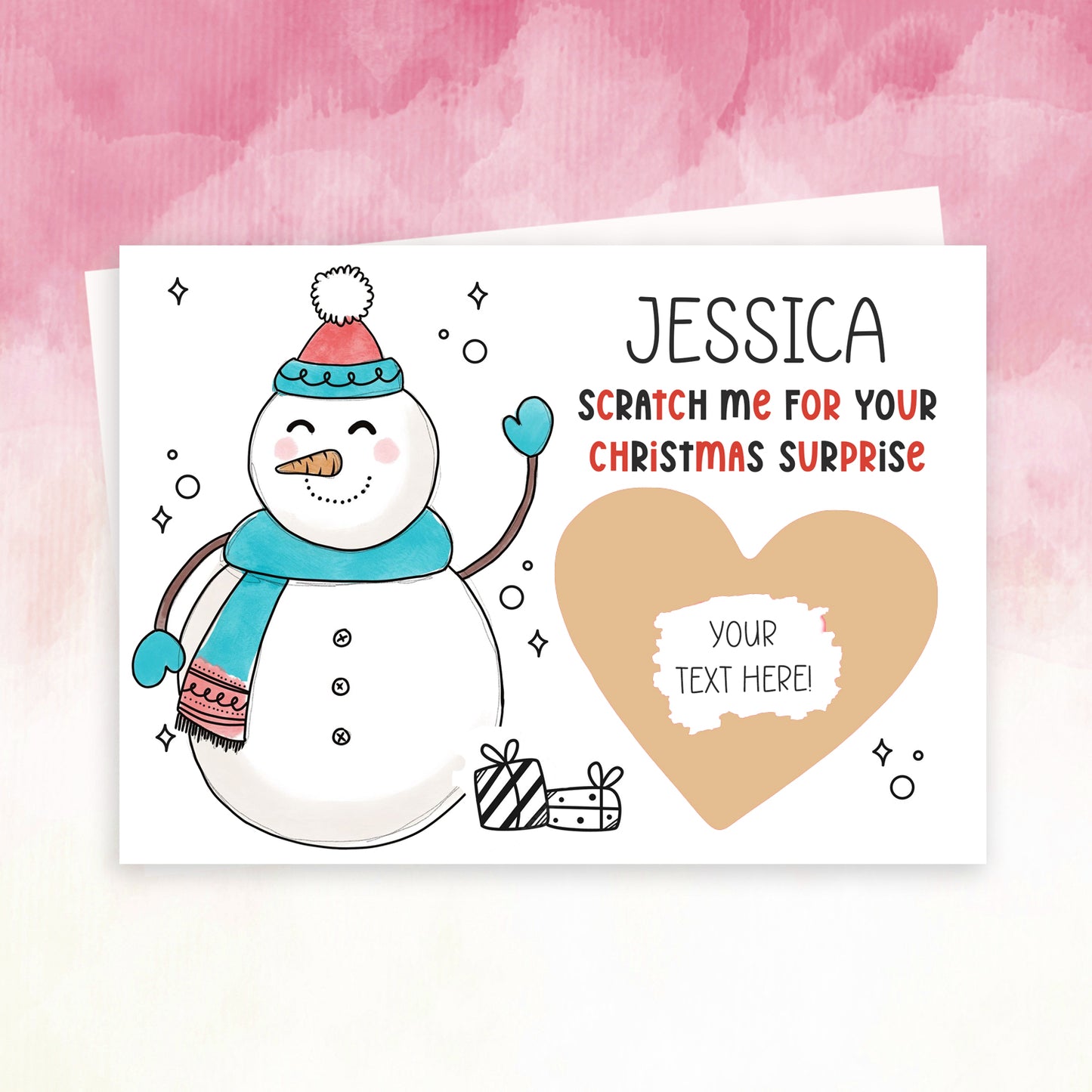 Personalised Scratch Off Snowman Christmas Card – Reveal Gift Idea for Kids & Family