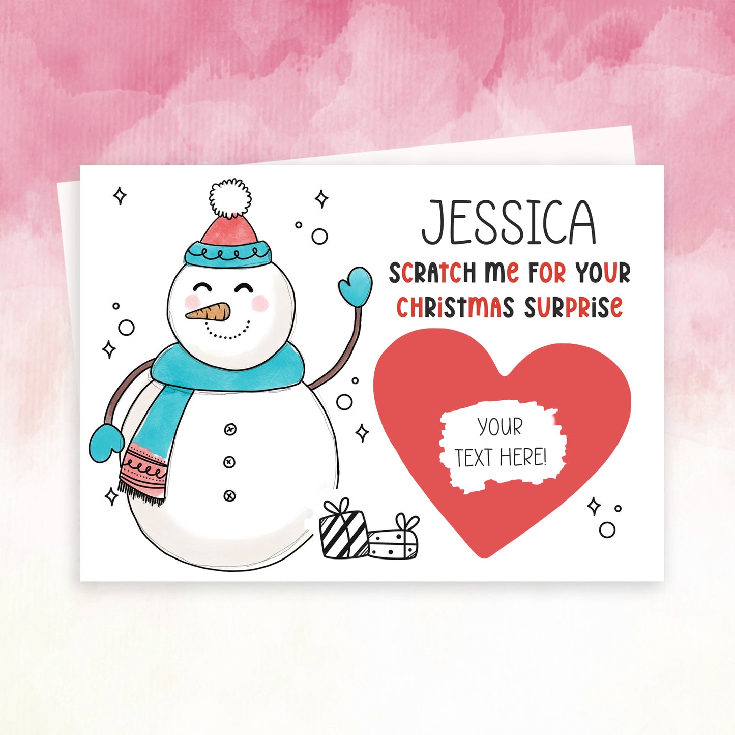 Personalised Scratch Off Snowman Christmas Card – Reveal Gift Idea for Kids & Family