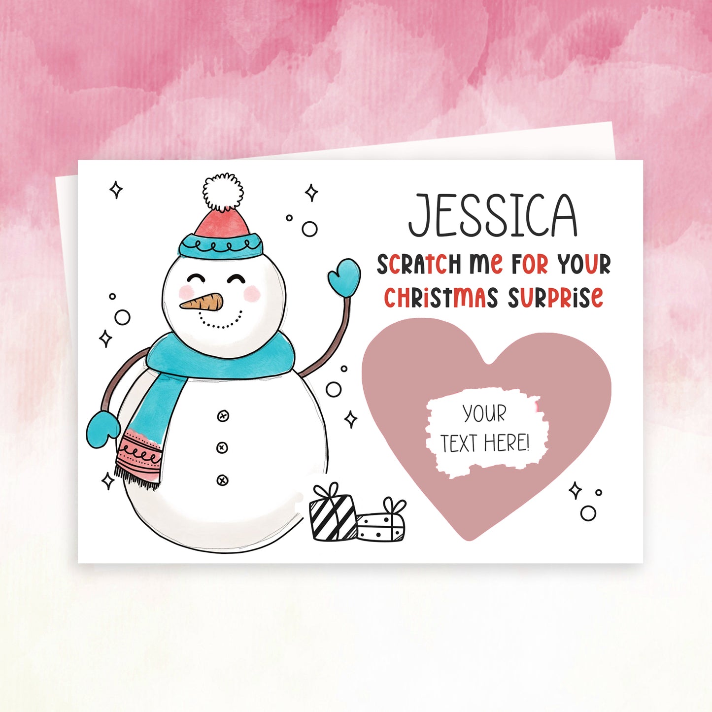 Personalised Scratch Off Snowman Christmas Card – Reveal Gift Idea for Kids & Family
