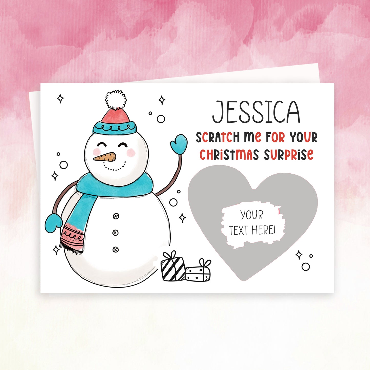 Personalised Scratch Off Snowman Christmas Card – Reveal Gift Idea for Kids & Family