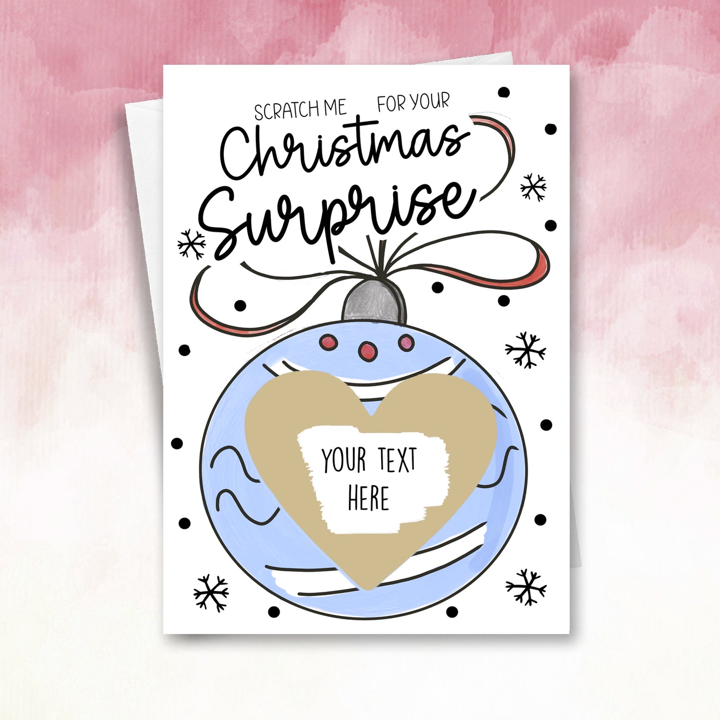 Personalised Christmas Blue Bauble Scratch Off Card