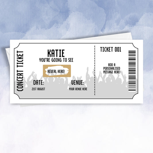 Concert or Festival Gig Ticket Scratch off Reveal