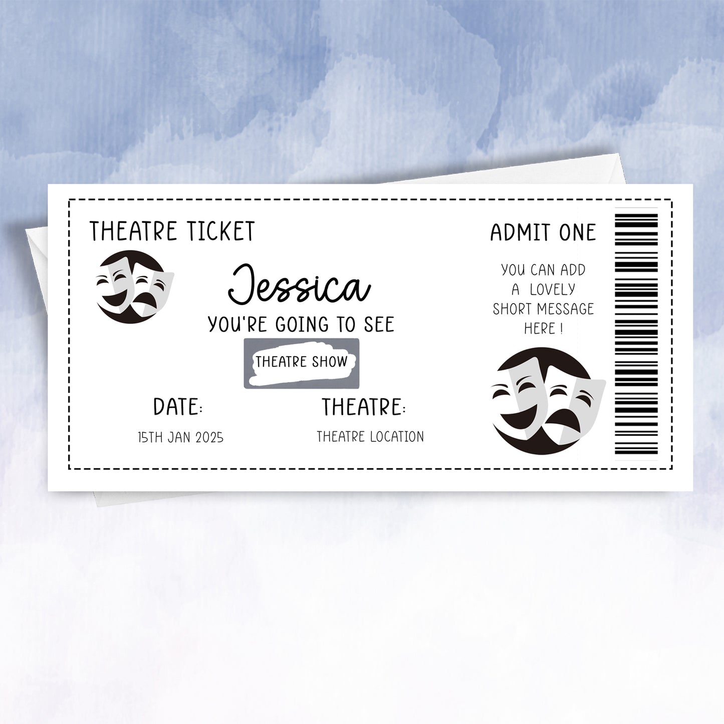 Personalised Scratch Off Theatre or Comedy Show Ticket