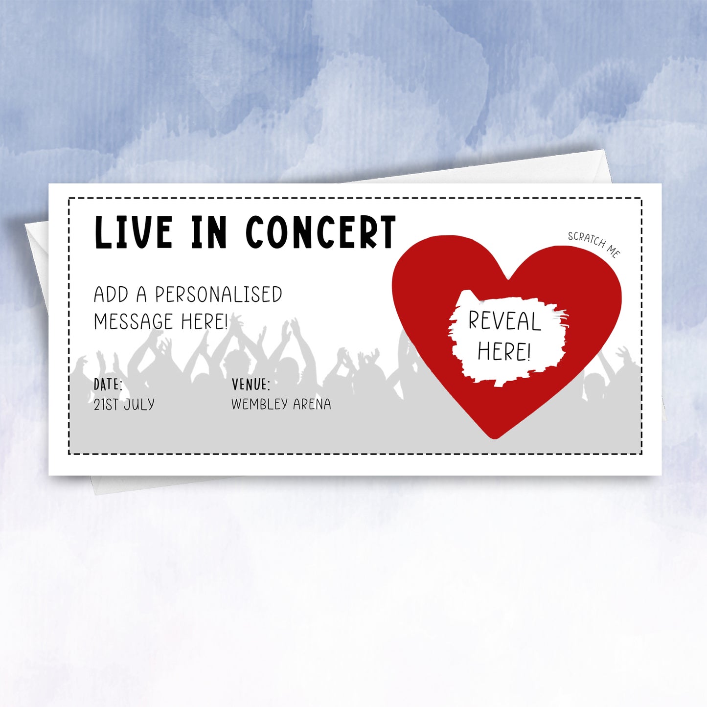 Personalised Concert Gig Reveal Scratch Off Card