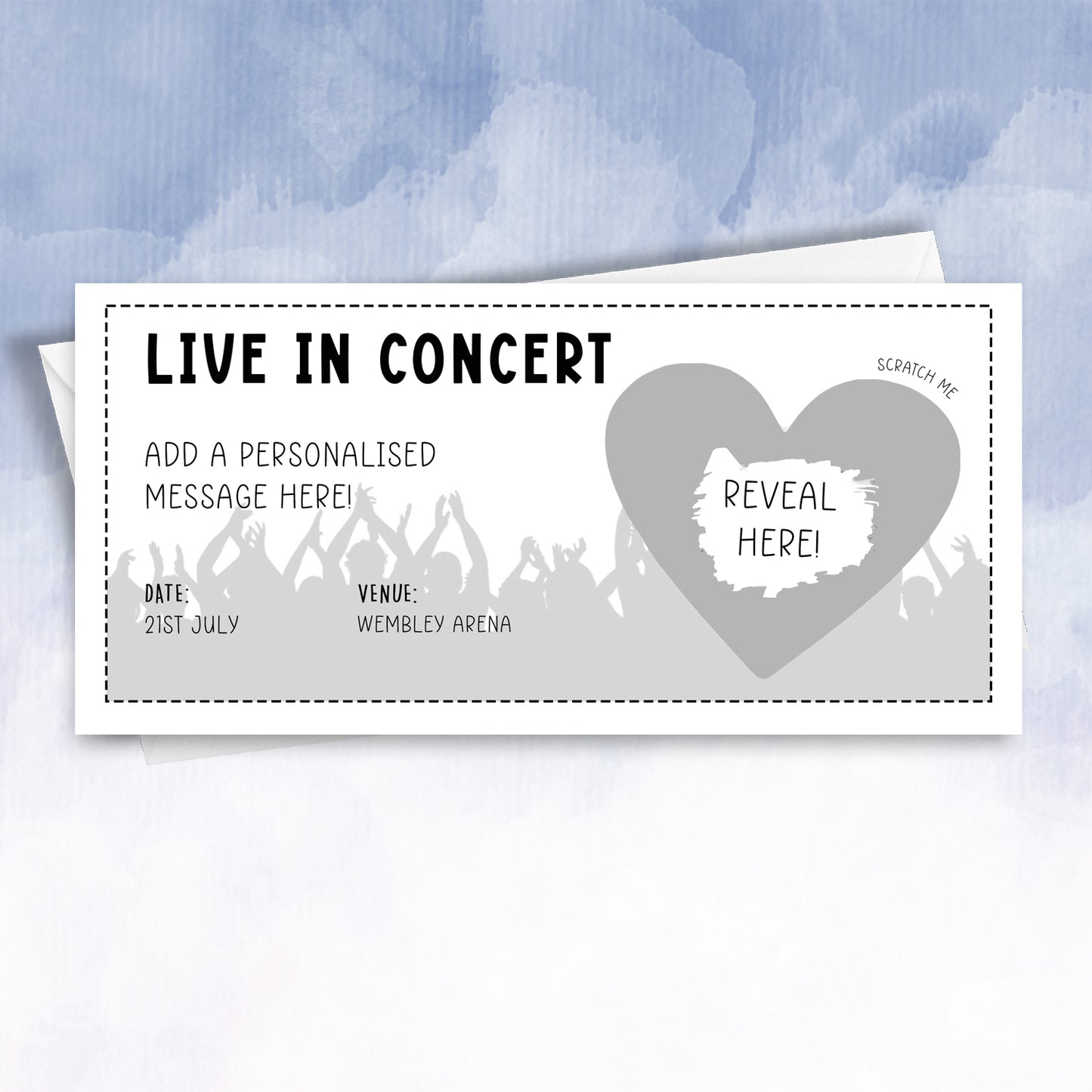 Personalised Concert Gig Reveal Scratch Off Card