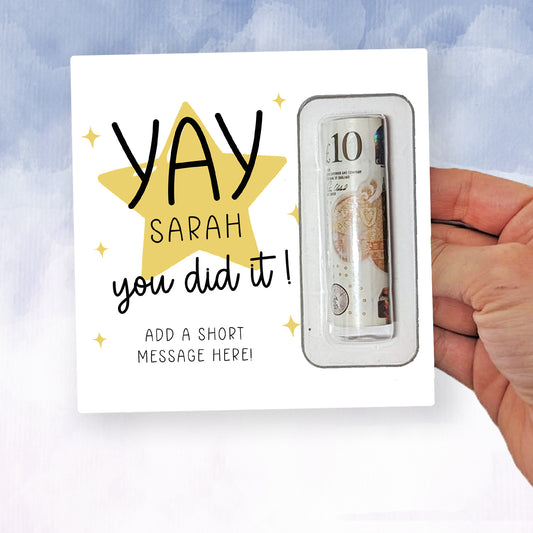 Yay you Did it well done money wallet card Personalised gift