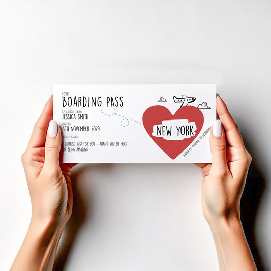 Personalised Surprise Trip Reveal Card Scratch Off Boarding Pass | Travel Gift Reveal