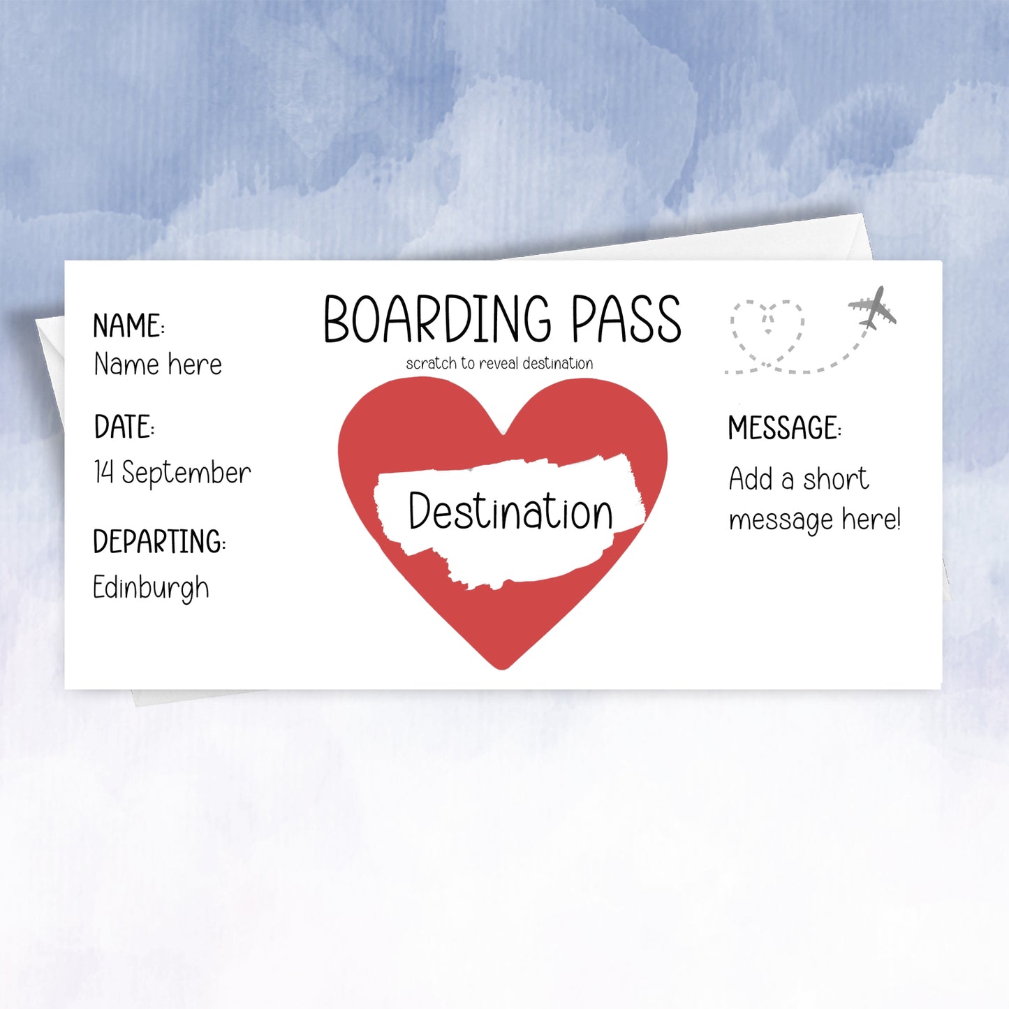Personalised Scratch Off Plane Boarding Pass
