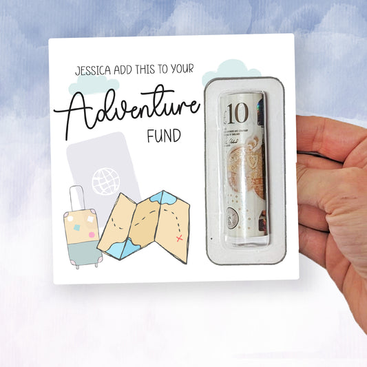 Travel Money Wallet, Personalised Card, traveller money Gift
