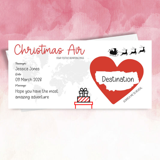 Personalised Christmas Boarding Pass Surprise scratch off