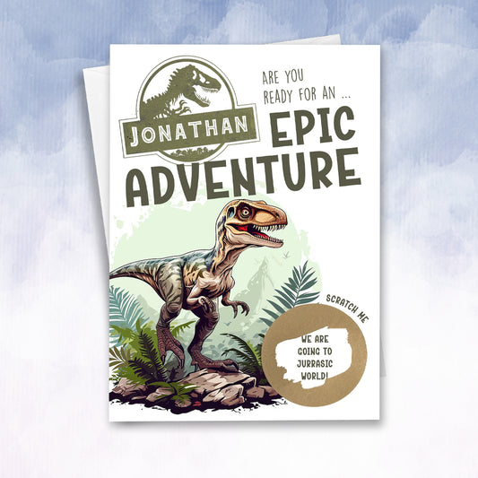 Jurassic Themed Park Scratch-Off Ticket – Dinosaur Adventure Surprise Gif