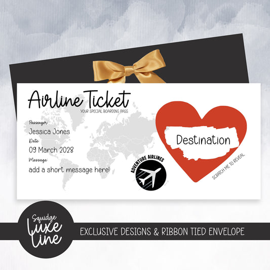 Luxury Scratch Off Christmas Boarding Pass Surprise Holiday Card With Ribbon Envelope