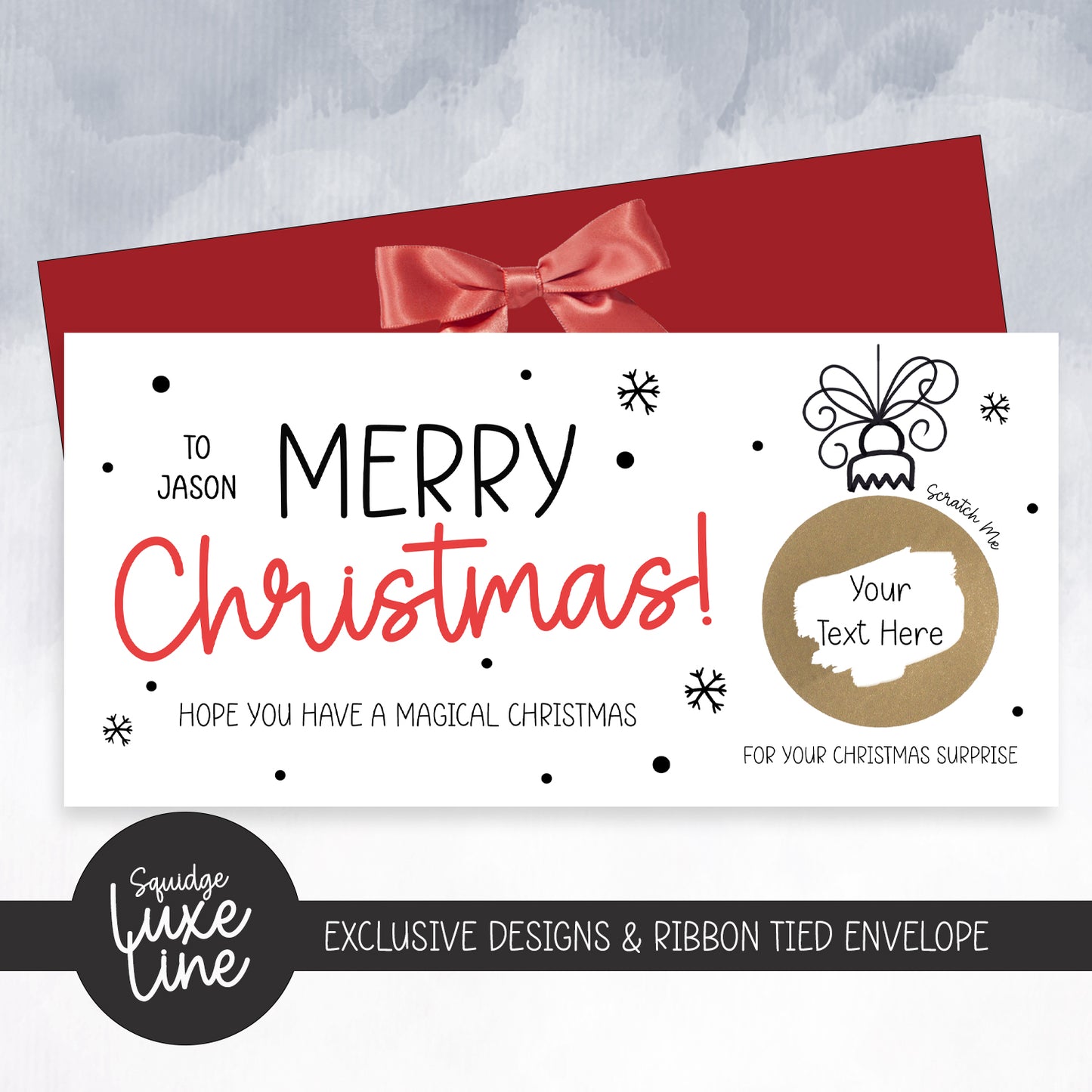 Personalised Scratch-Off Christmas Card Luxury Bauble Surprise Reveal Gift