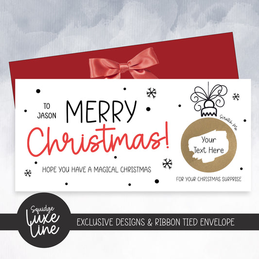 Personalised Scratch-Off Christmas Card Luxury Bauble Surprise Reveal Gift