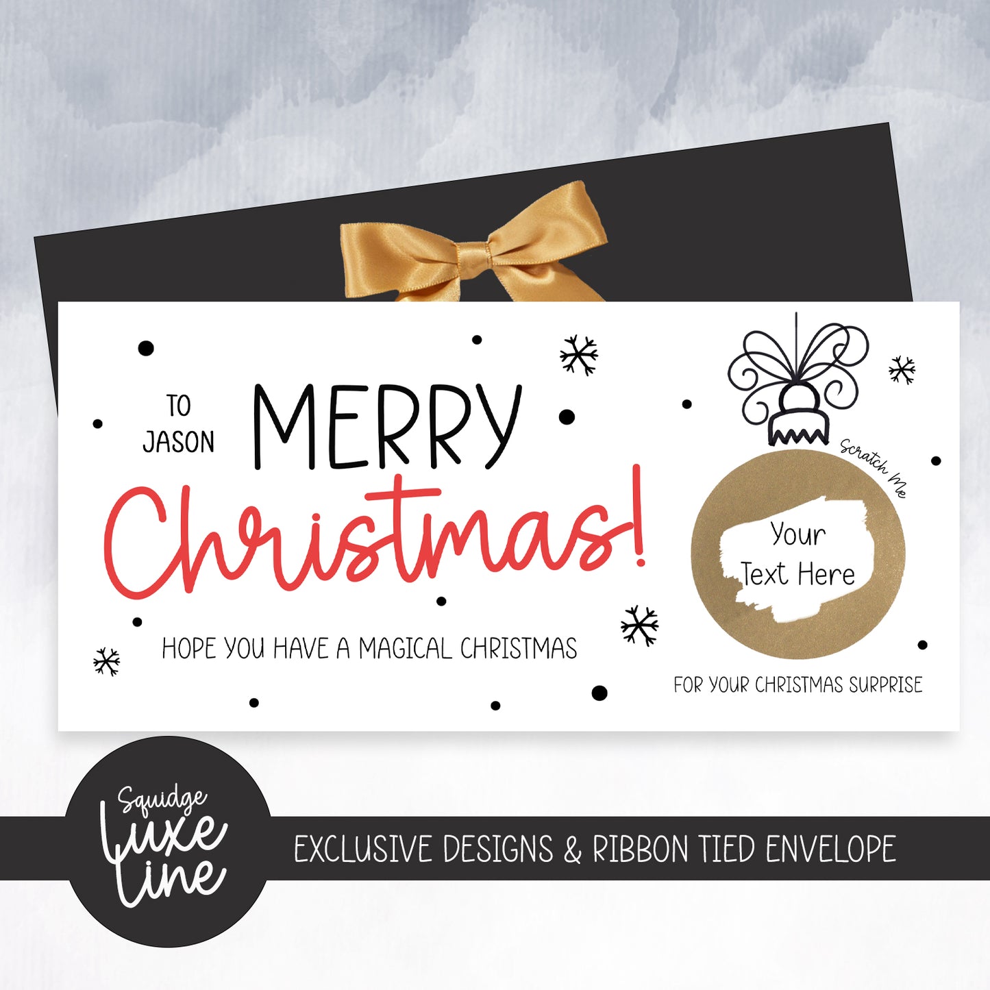 Personalised Scratch-Off Christmas Card Luxury Bauble Surprise Reveal Gift