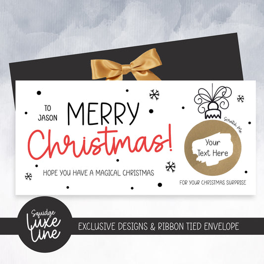 Personalised Scratch-Off Christmas Card Luxury Bauble Surprise Reveal Gift