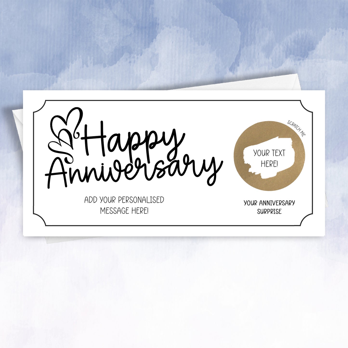 Personalised anniversary Scratch Card Gift Voucher reveal Custom love wedding Anniversary Card Surprise Scratch Off Reveal Lucky Ticket