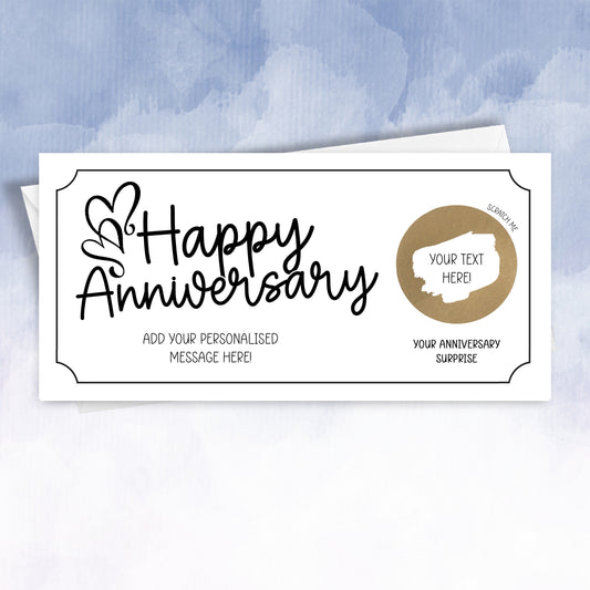 Personalised anniversary Scratch Card Gift Voucher reveal Custom love wedding Anniversary Card Surprise Scratch Off Reveal Lucky Ticket