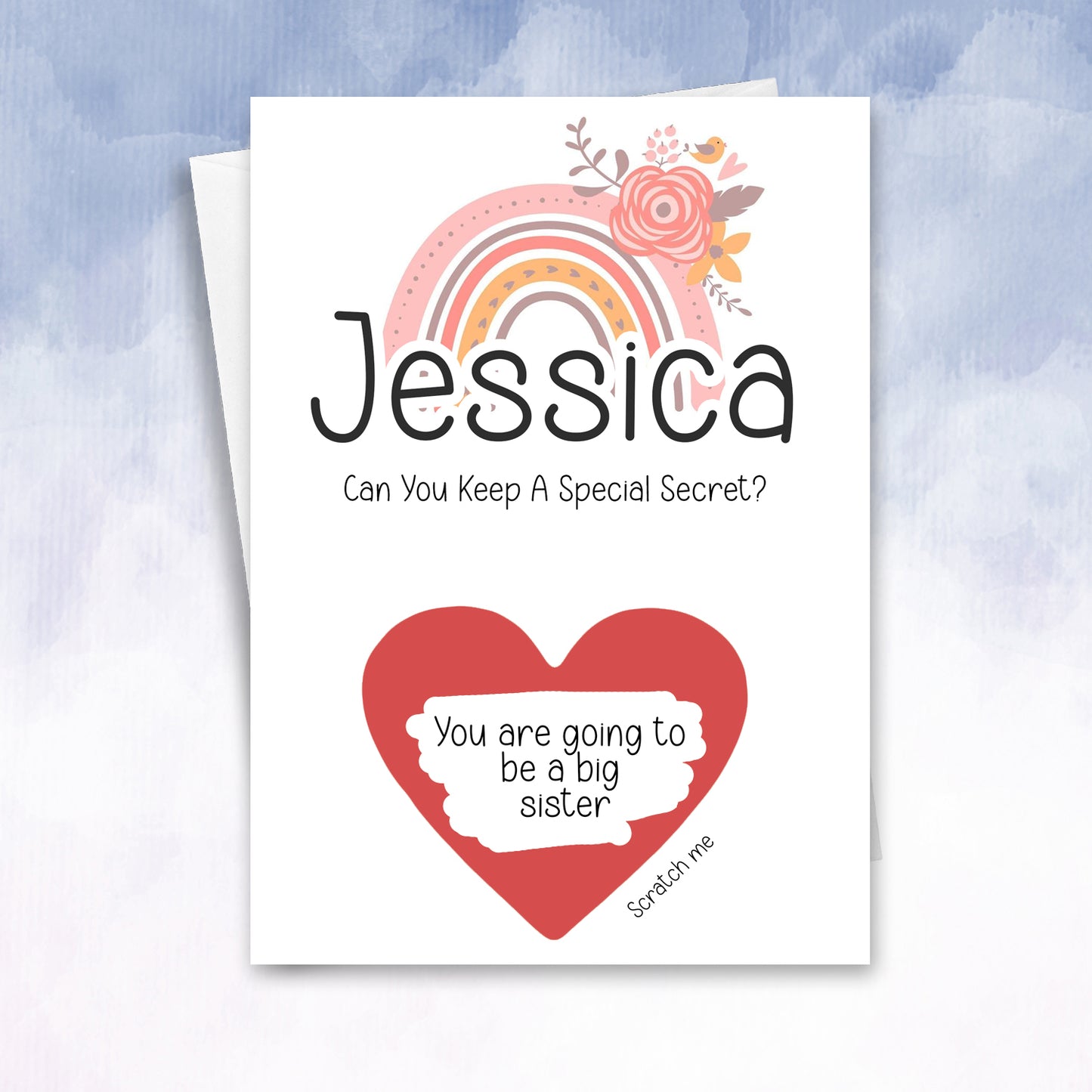 Big Sister Reveal Scratch Off Personalised Card