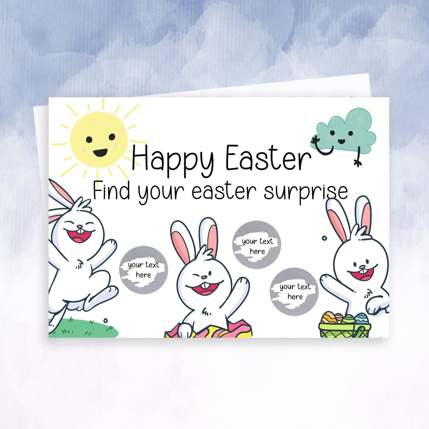 Easter bunny Scratch off egg hunt card
