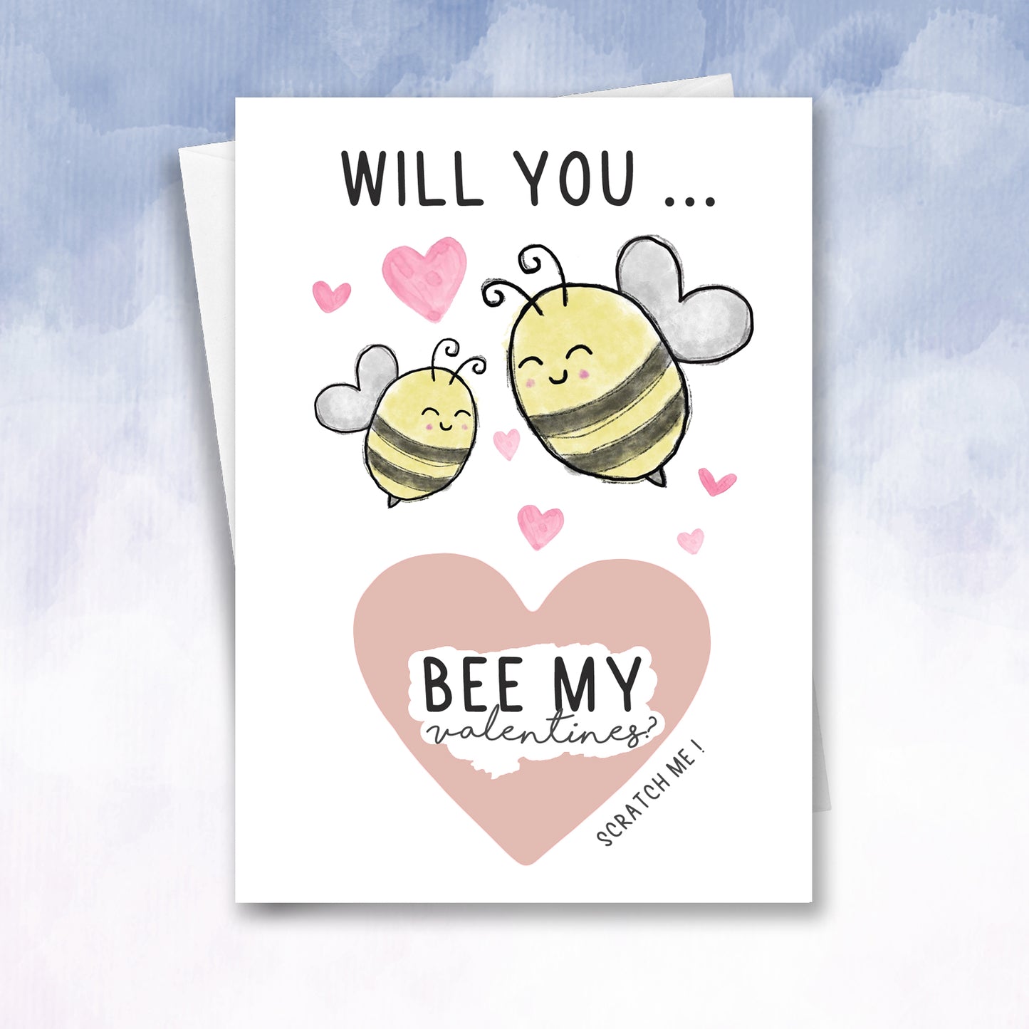 Personalised Valentines Bee mine bumble bee funny pun Scratch off