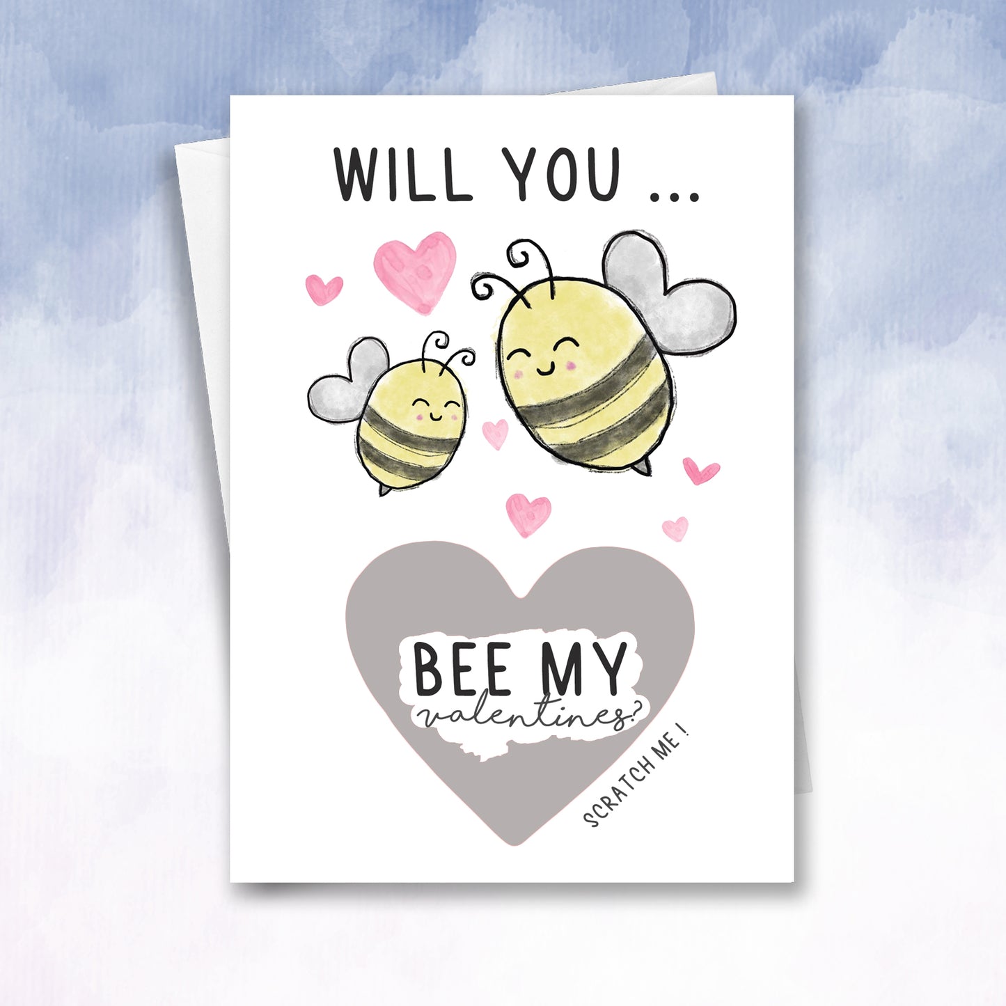 Personalised Valentines Bee mine bumble bee funny pun Scratch off