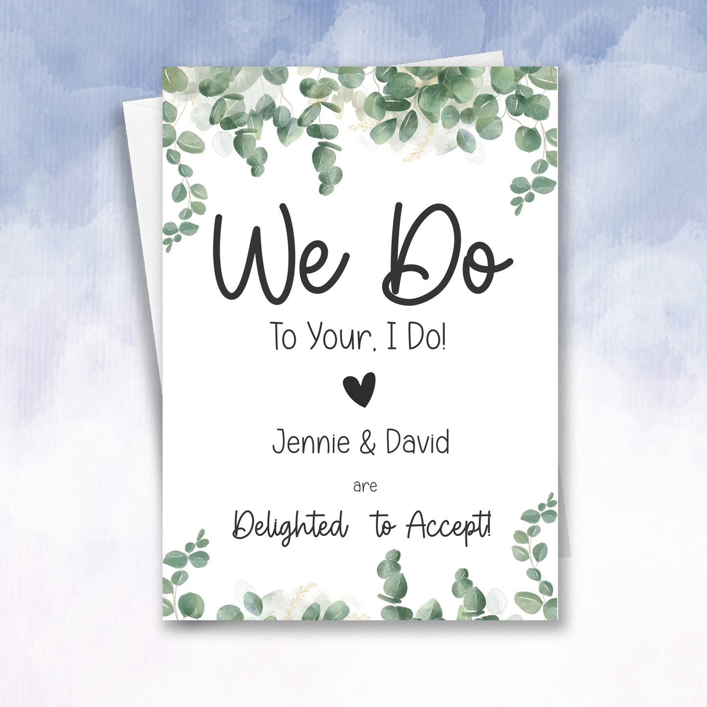 Wedding Acceptance RSVP Personalised Card We Do, To your I do!