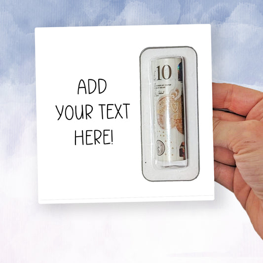 Personalised Money Wallet, birthday anniversary holiday money iou - cash i owe Create your own money card