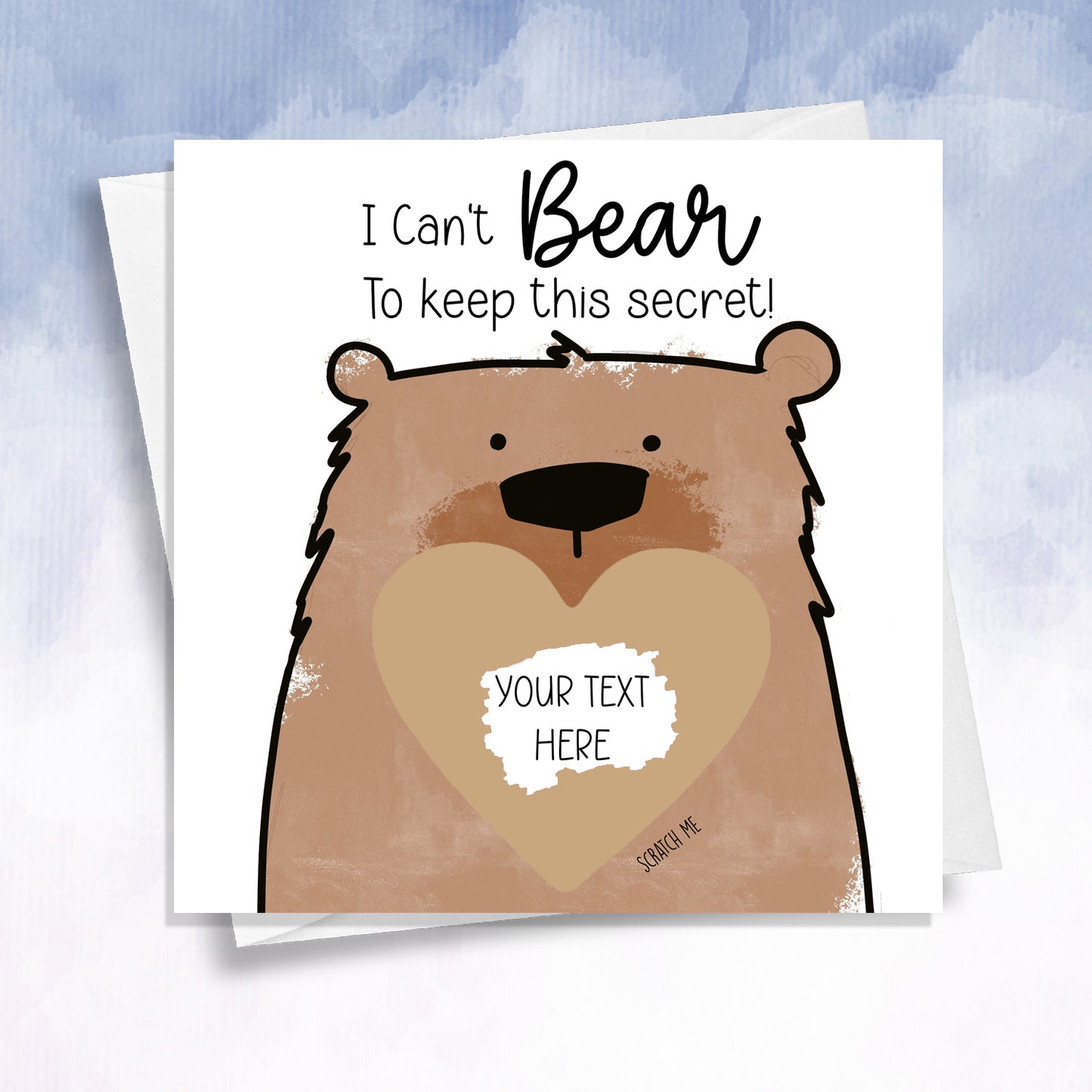 I can't Bear to keep this secret Personalised card Brother or Sister Reveal